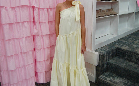 Before You - One Shoulder Tiered Maxi Honey Dress