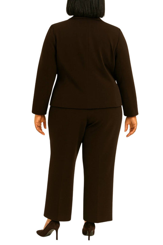Danillo - Notched Lapel Collar Top With Straight-leg Pant Set - Plus