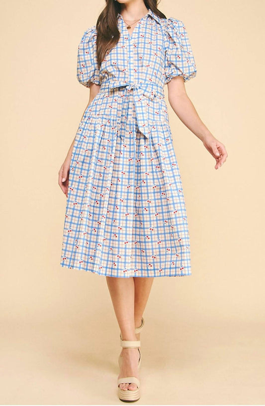 Pinch - Checkered Cherry Midi Dress