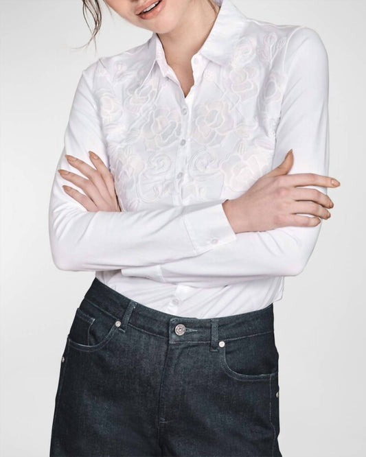 Anne Fontaine - Vianey Pima Jersey Floral Applique Shirt
