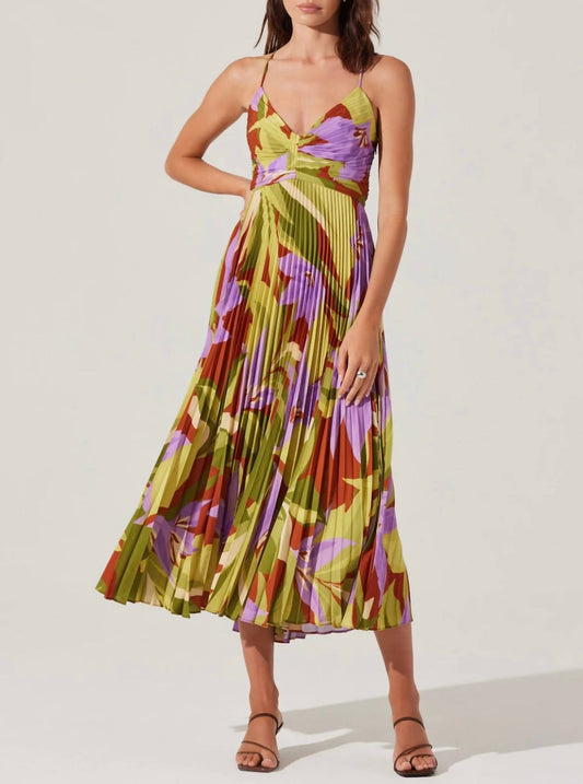 Astr - Blythe Floral Plisse Midi Dress