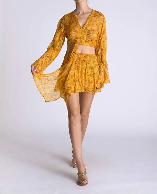 Muche & Muchette - Ibiza Lurex Chiffon Flower Print Mini Skirt