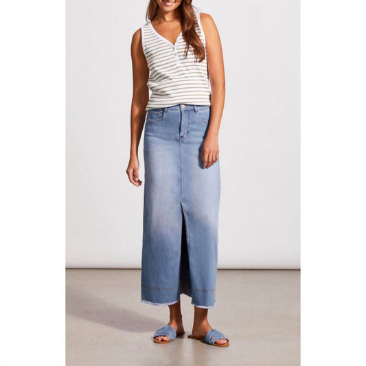 Tribal - Full Length With Slit Denim Skirt