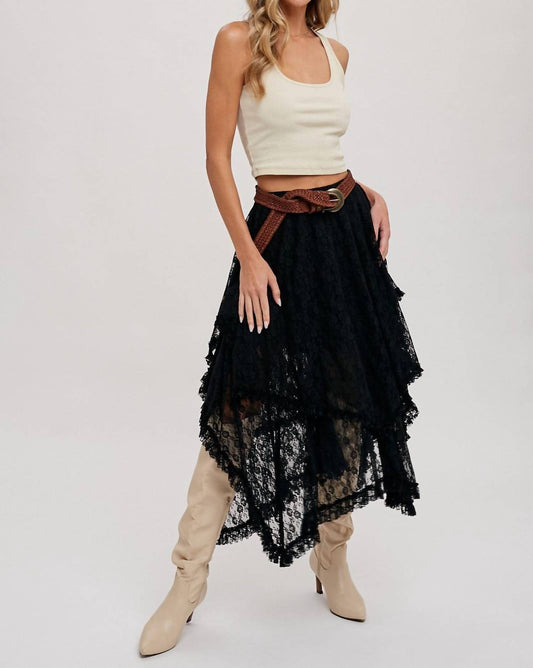 Bluivy - Lace Tier Midi Skirt