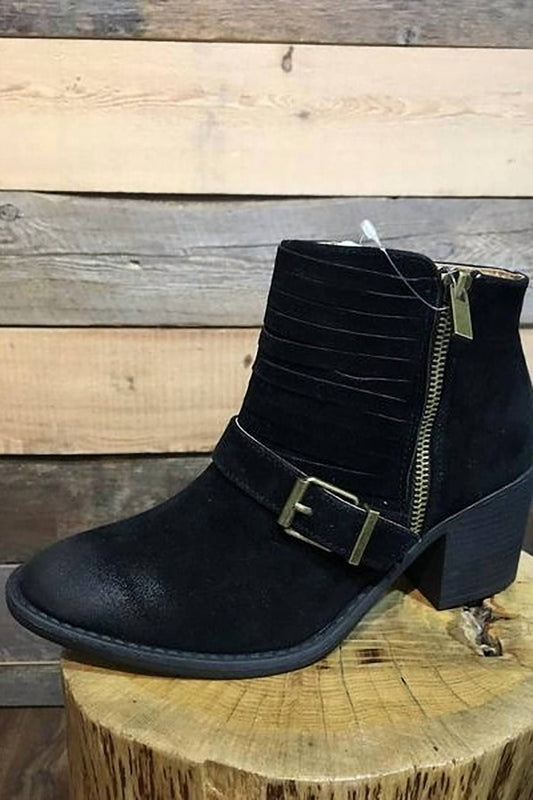 Faux Suede Bootie With Buckle