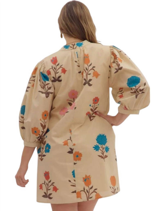 Entro - Floral Three Quarter Sleeve Mini Dress