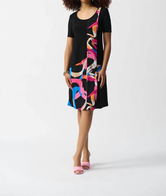 Joseph Ribkoff - Silky Knit Abstract Print Trapeze Dress