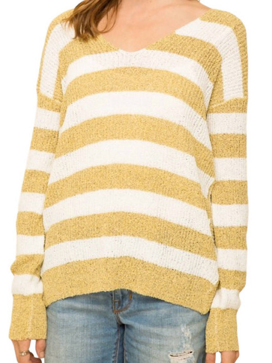 Mystree - Knotted Back Stripe Pullover Sweater