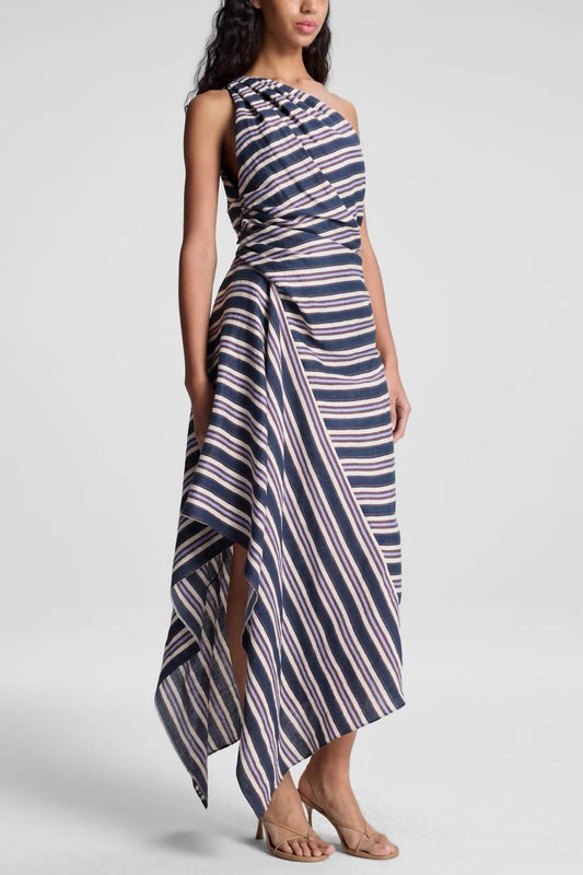 A.L.C. - Lyn One-shoulder Striped Linen Midi Dress