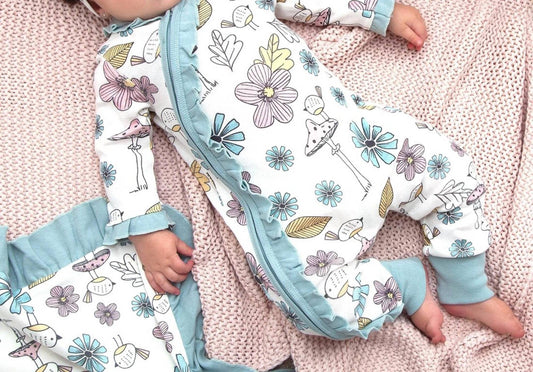 Tesa Babe - Baby Girl Mother Nature Zippered Long Sleeve Romper