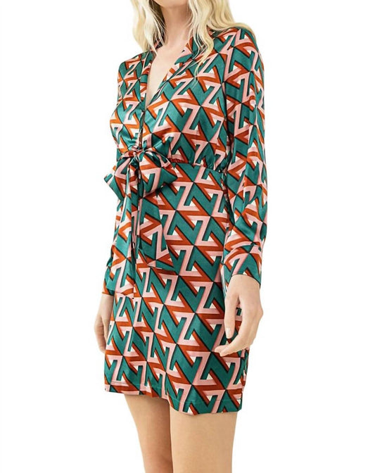 Tcec - Farrah Geometric Print Satin Dress