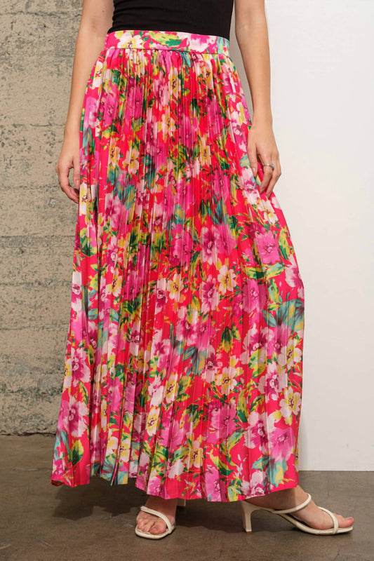 Blue B - Floral Pleated Maxi Skirt