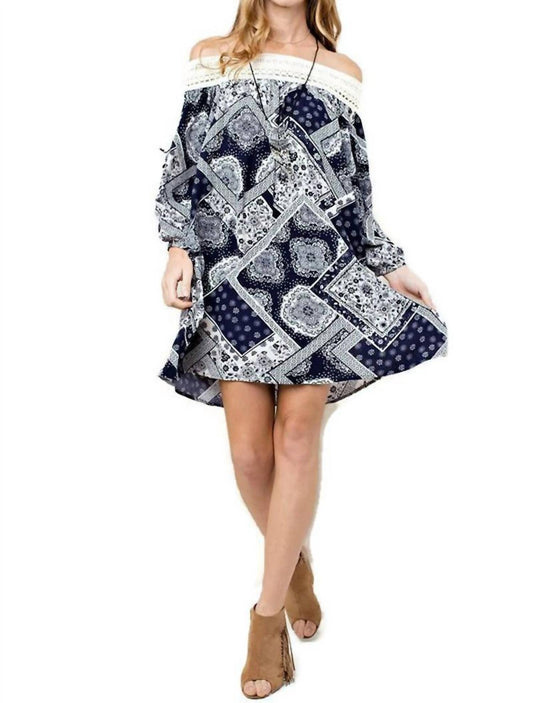 Kori - Batik Patchwork Off the Shoulder Dress