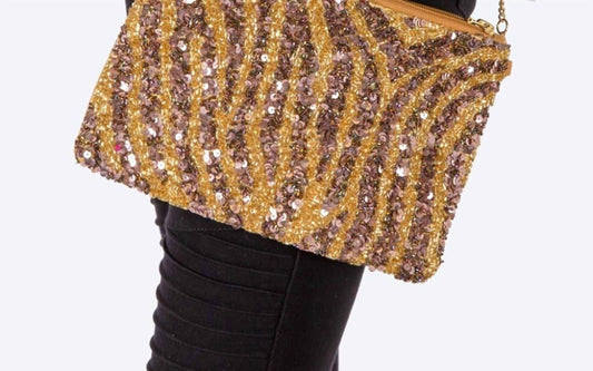 Judson & Co. - Seed Bead & Sequin Zebra Print Purse