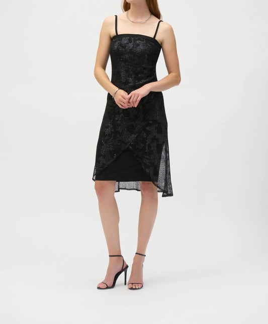 Joseph Ribkoff - Foiled Mesh Strapless Dress