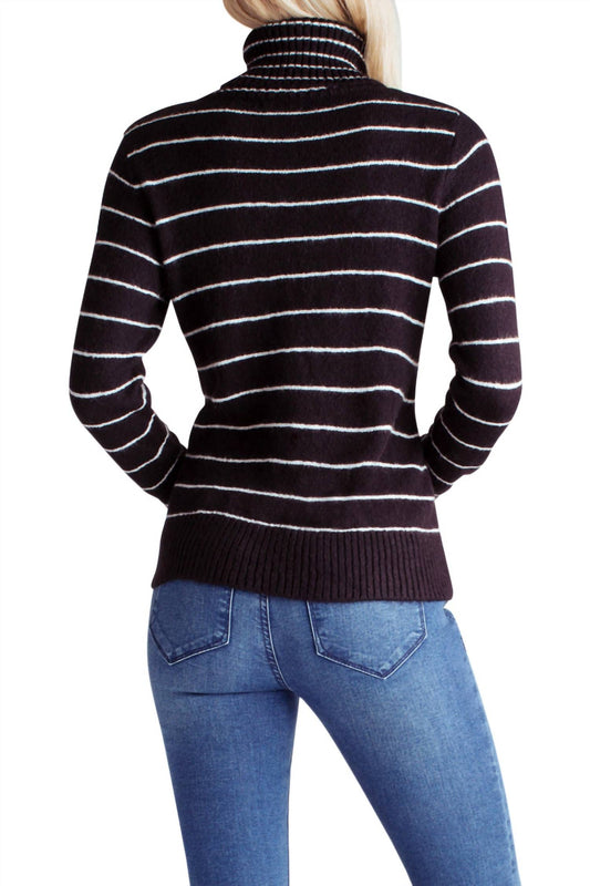 Kensie - Combo Striped Long Sleeve Turtleneck Sweater
