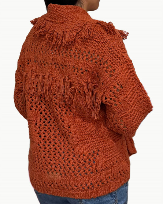 Autumn Cashmere - Southwest Fringed Shawl Collar Throw Jacket