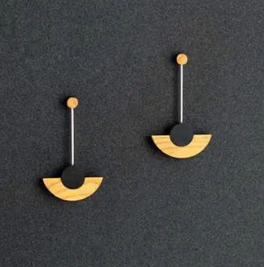 Rowena Sheen - Women's Wood Pendulum Drop Earrings