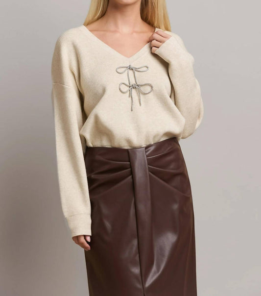 Able - Rhinestone Bow Sweater - clothing - shirts - solid