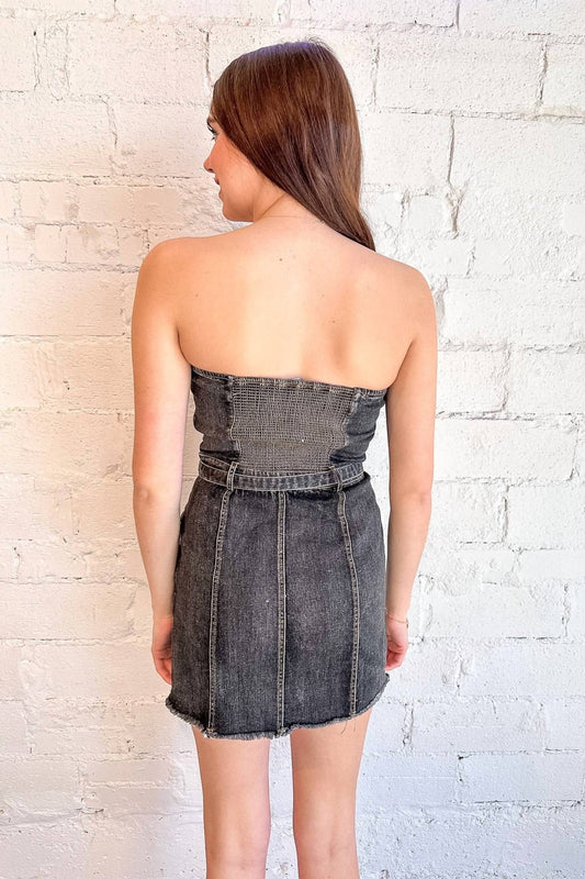 Olivaceous - Harley Denim Strapless Mini Dress
