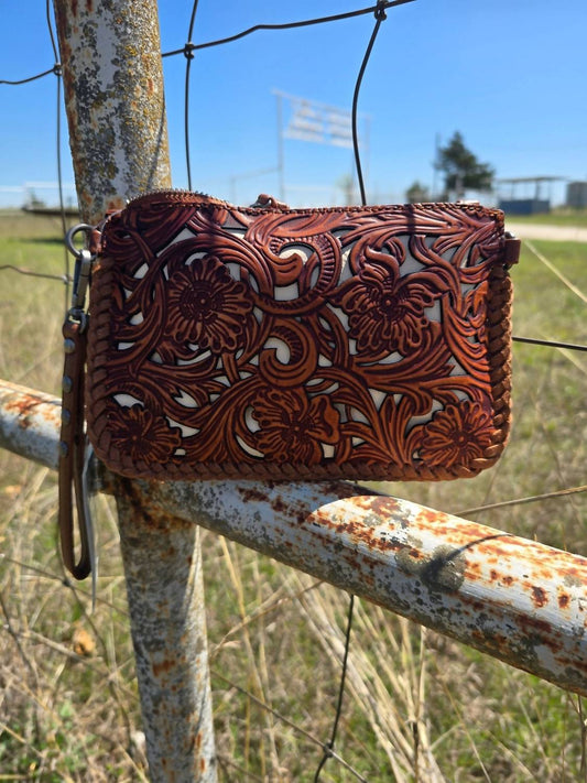 Trinity Ranch - Women's Tooled Leather Wristlet