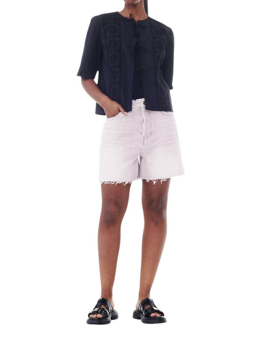 Ganni - Frayed Edge Cotton 5-Pocket Denim Shorts