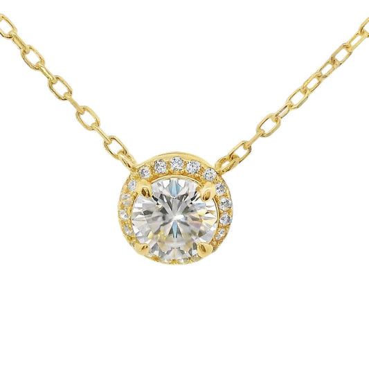 Allyanna Gifts - Women's Round Moissanite With Halo Necklace