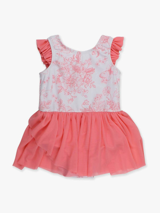 Rufflebutts - Girl's Butterfly Garden Toile Flutter Sleeve Dance & Gymnastics Leotard