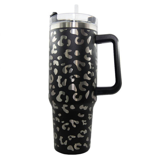 Katydid - Metallic Leopard 40 Oz Stainless Steel Tumbler Cup With Handle