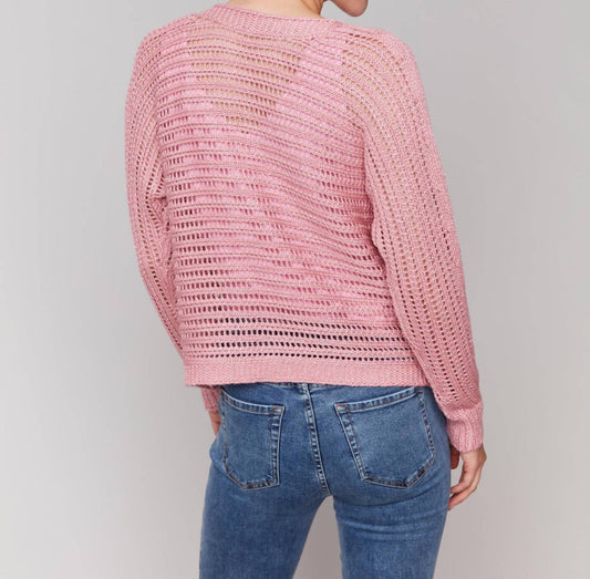 Charlie B - Metallic Fishnet Dolman Sweater