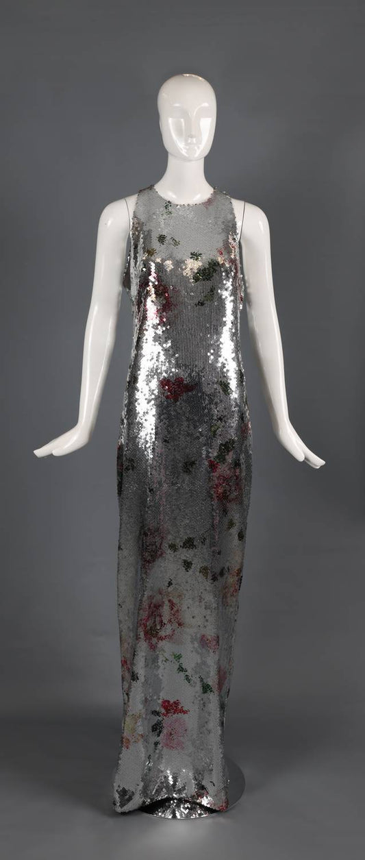 Monique Lhuillier - Sequin Floral Evening Gown