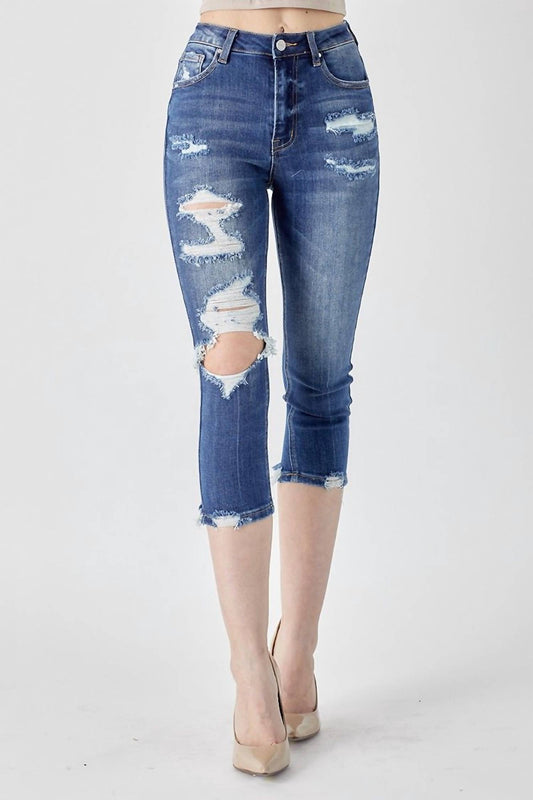 High-Rise Distressed Capri