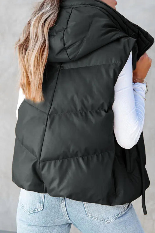 Hidden - Short Hooded Down Sleeveless Vest