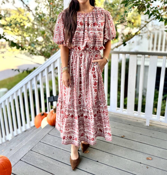 Aureum - Striped Floral Midi Skirt