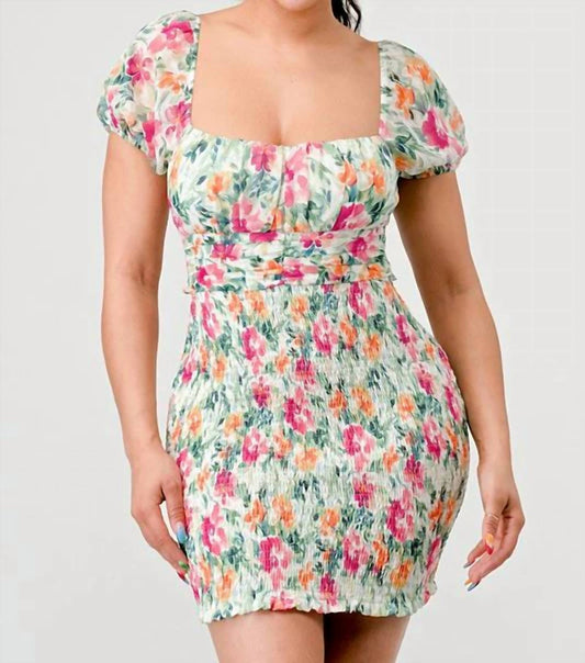 Lovesome - Floral Print Mini Dress