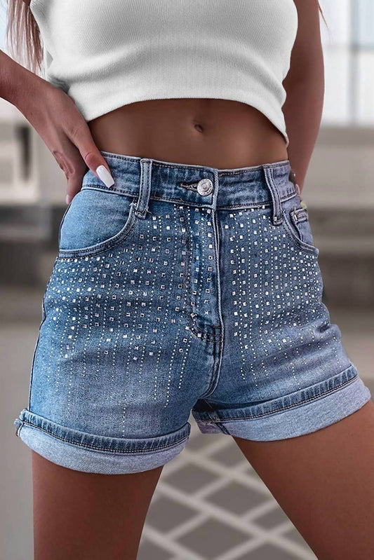 Aapparella - Rhinestone Denim Shorts