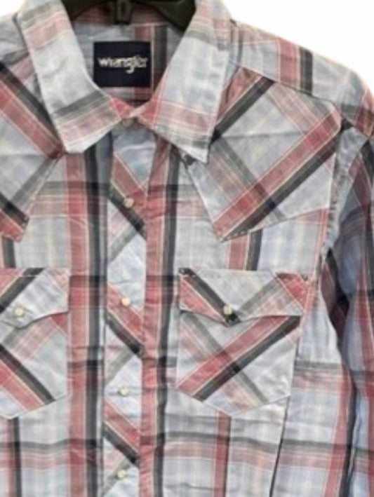 Wrangler - Men's Long Sleeve Plaid Snap Front Shirt - Regular & Tall