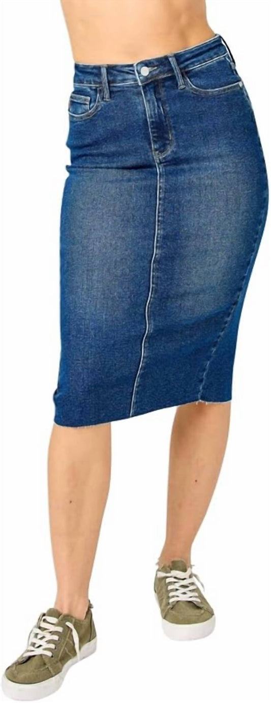 Judy Blue - High Waist Back Slit Midi Denim Skirt