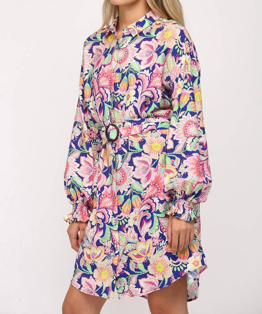 Fate By Lfd - Floral Print Belted Shirt Dress