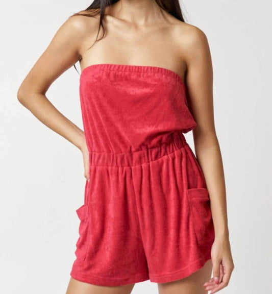 Blue Blush - Strapless Terry Romper