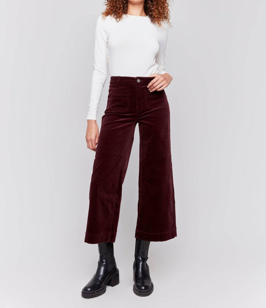 Charlie B - Corduroy Front Patch Pocket Flare Leg Pant