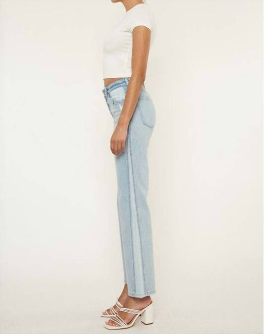 Kancan - High Rise Contrast Accent Straight Leg Jean
