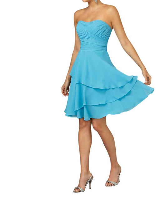 Morilee - Strapless Chiffon Tiered Cocktail Dress