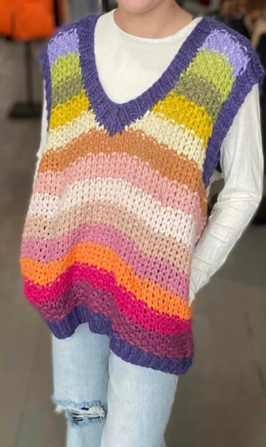 Listicle - Striped Knit Sweater Vest