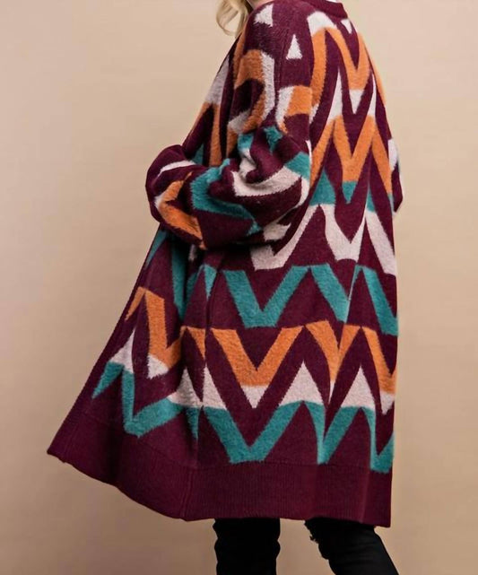 Gigio - Chevron Pattern Knitting Sweater Cardigan