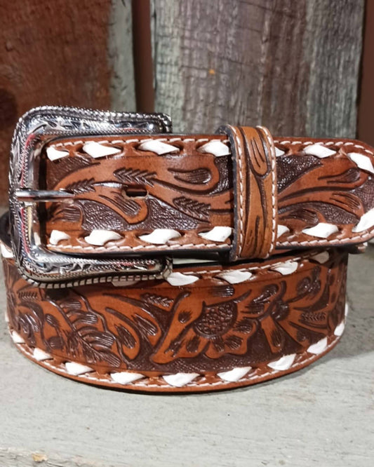 Nocona Boots - Men's Floral Tooled Belt