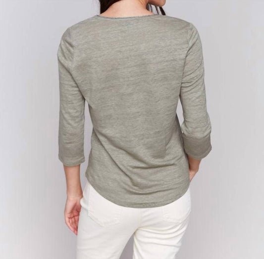 Charlie B - Linen Blend V-neck Top