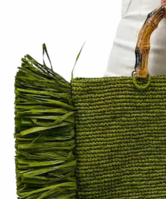 Baldiz - Sage Raffia Hand Bag