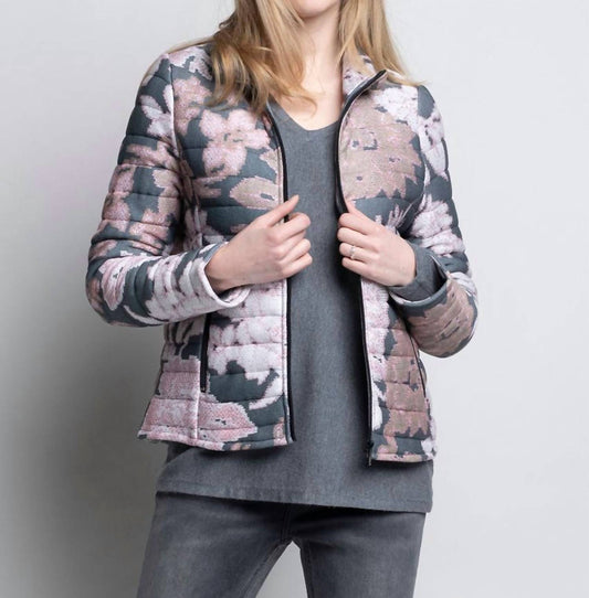 Picadilly - Picadilly-Zip-Front Quilted Jacket-Pink Multi