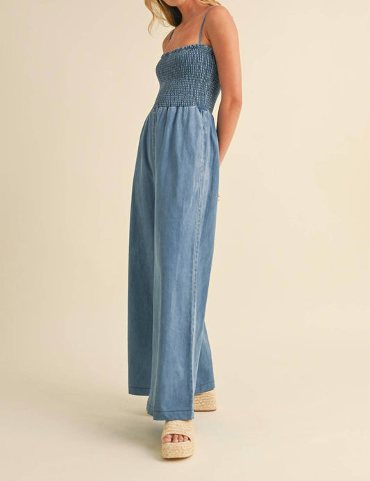 Klesis - Smocked Denim Jumpsuit